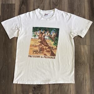 Vintage Giraffe Nature T-Shirt Size XL Patterns To Preserve Wildlife Humanitees